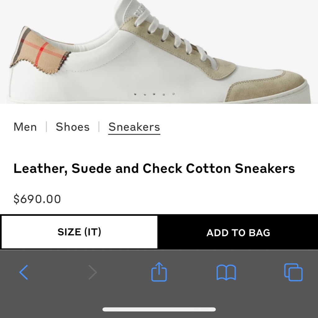 Burberry Checkered Sneakers Mens